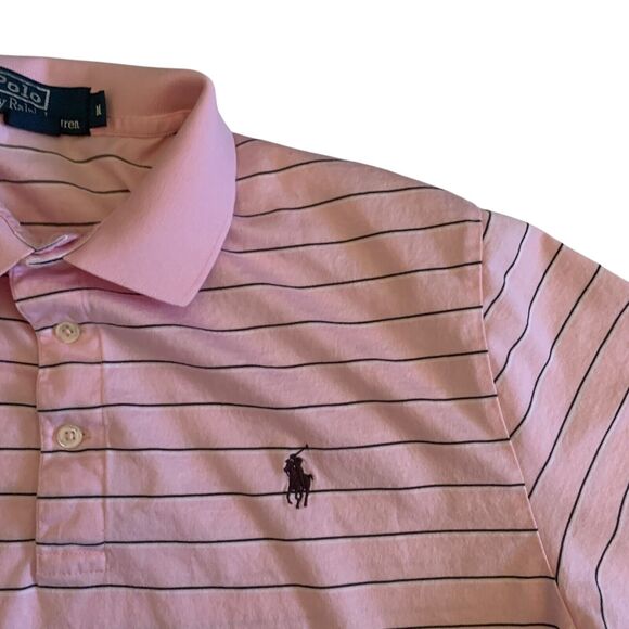 Polo Ralph Lauren Men's Size M Short Sleeve VTG Striped Pima Cotton Polo Shirt - Picture 7 of 14